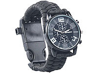 Semptec Urban Survival Technology 5in1-Armbanduhr mit Paracordband, Feuerstahl, Kompass, Notfallpfeife